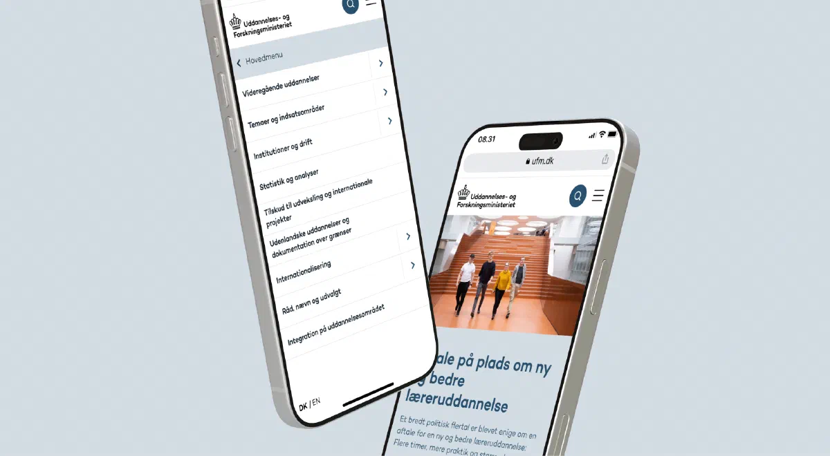 The ufm.dk website on mobile